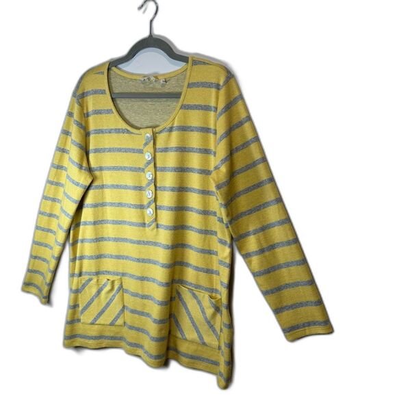 Soft Surroundings Parker Tunic Yellow Gray Stripes Style 2CC50 Size Large - Picture 8 of 14
